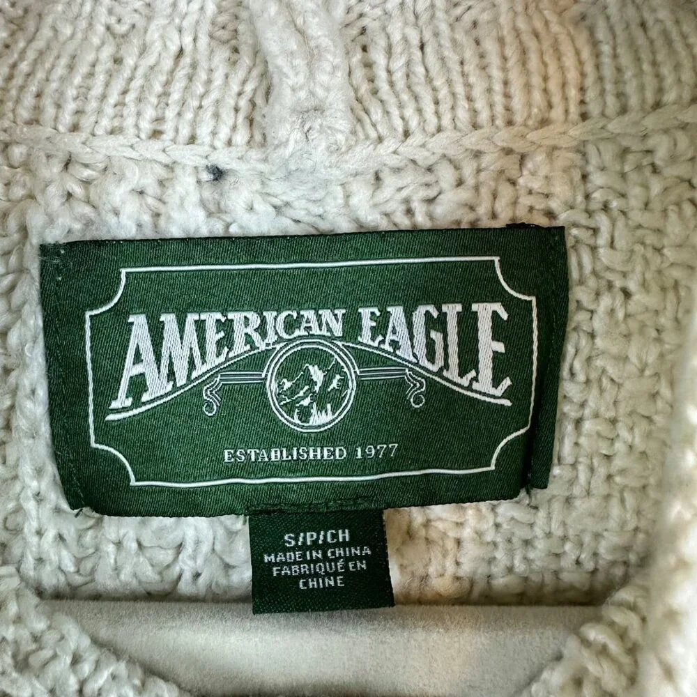 American Eagle Cream Knit Pullover Sweater 3D Print Womens Size S Grandmacore - Picture 6 of 11